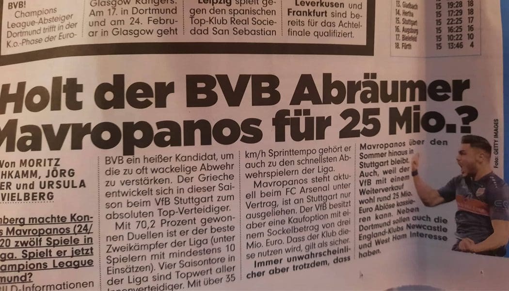 Έτοιμη να προσφέρει 25 εκ. ευρώ η Ντόρντμουντ για Μαυροπάνο!