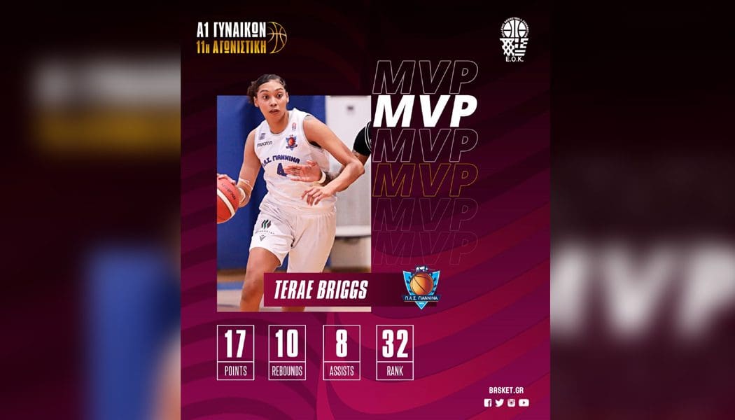 MVP της 11ης αγωνιστικής της Α1 η Μπριγκς του ΠΑΣ Γιάννινα WBC!
