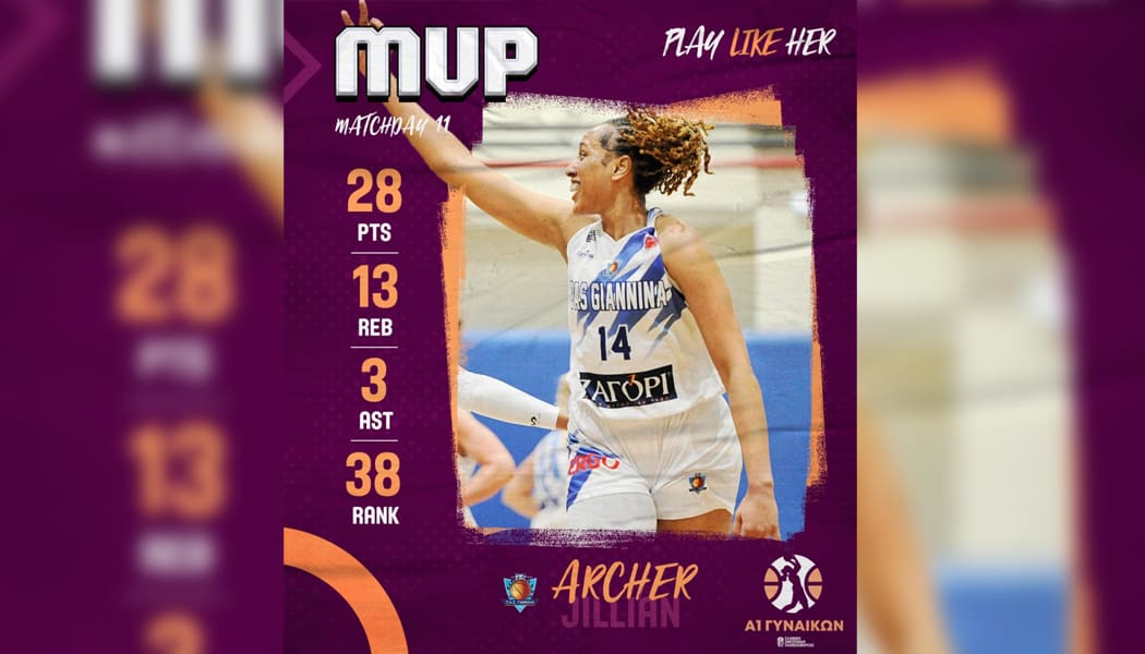 Α1 Γυναικών: MVP της 11ης αγωνιστικής η Άρτσερ του ΠΑΣ Γιάννινα