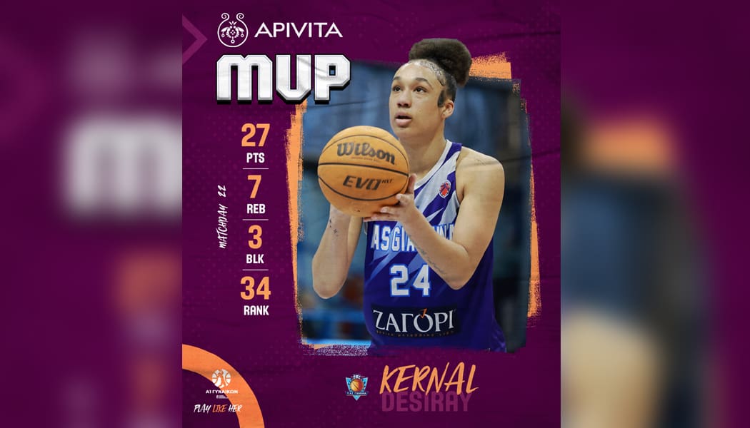 MVP της 22ης αγωνιστικής της Α1 η Κέρναλ του ΠΑΣ Γιάννινα!