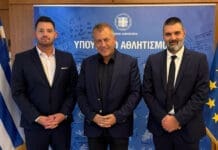 Συνάντηση Λαζάνη και Παλάσχα με τον υφ. Αθλητισμού, Γιάννη Βρούτση
