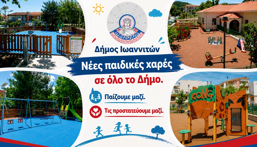 Νέες παιδικές χαρές και αναβαθμισμένοι χώροι παιχνιδιού στον Δήμο Ιωαννιτών